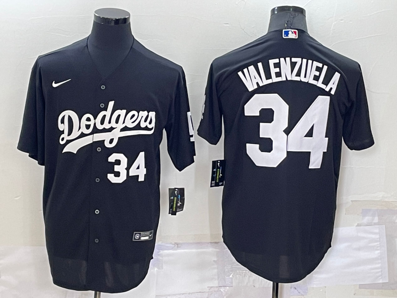Men's Black Los Angeles Dodgers #34 Toro Valenzuela Cool Base Stitched Baseball Jersey